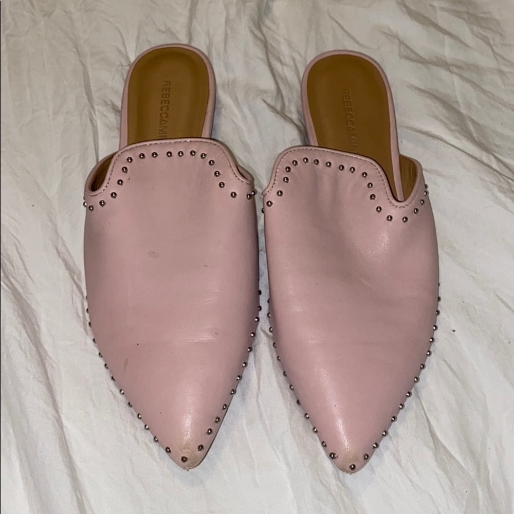 Rebecca minkoff pink leather mules